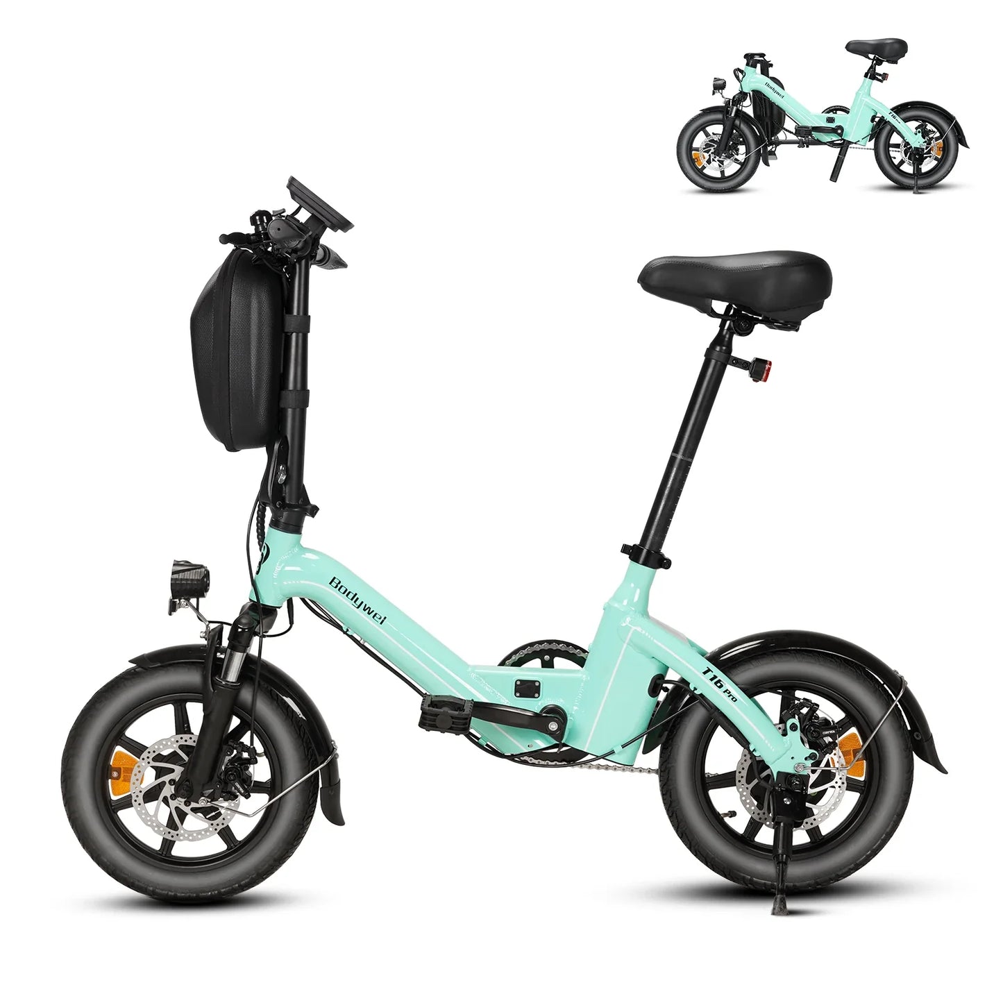 Bodywel T16Pro 250W 36V 10.4Ah Electric Folding Bike 14 Shock Absorber Double Disc Brakes LCD Urban Commute