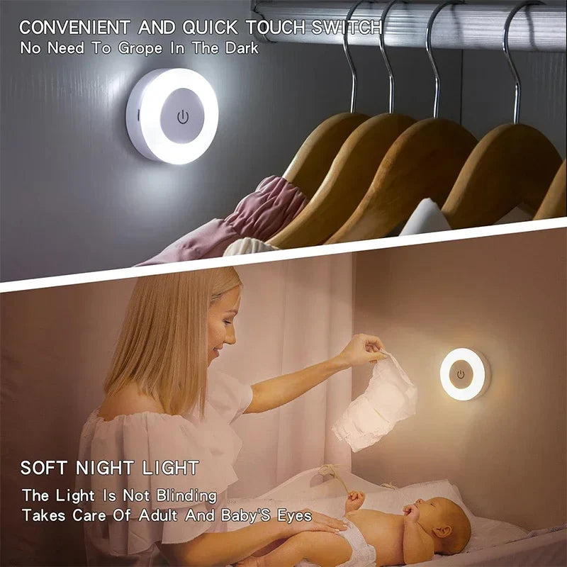1-6pcs Energy Saving LED Night Lights Touch Sensor 3 Color Dimmable