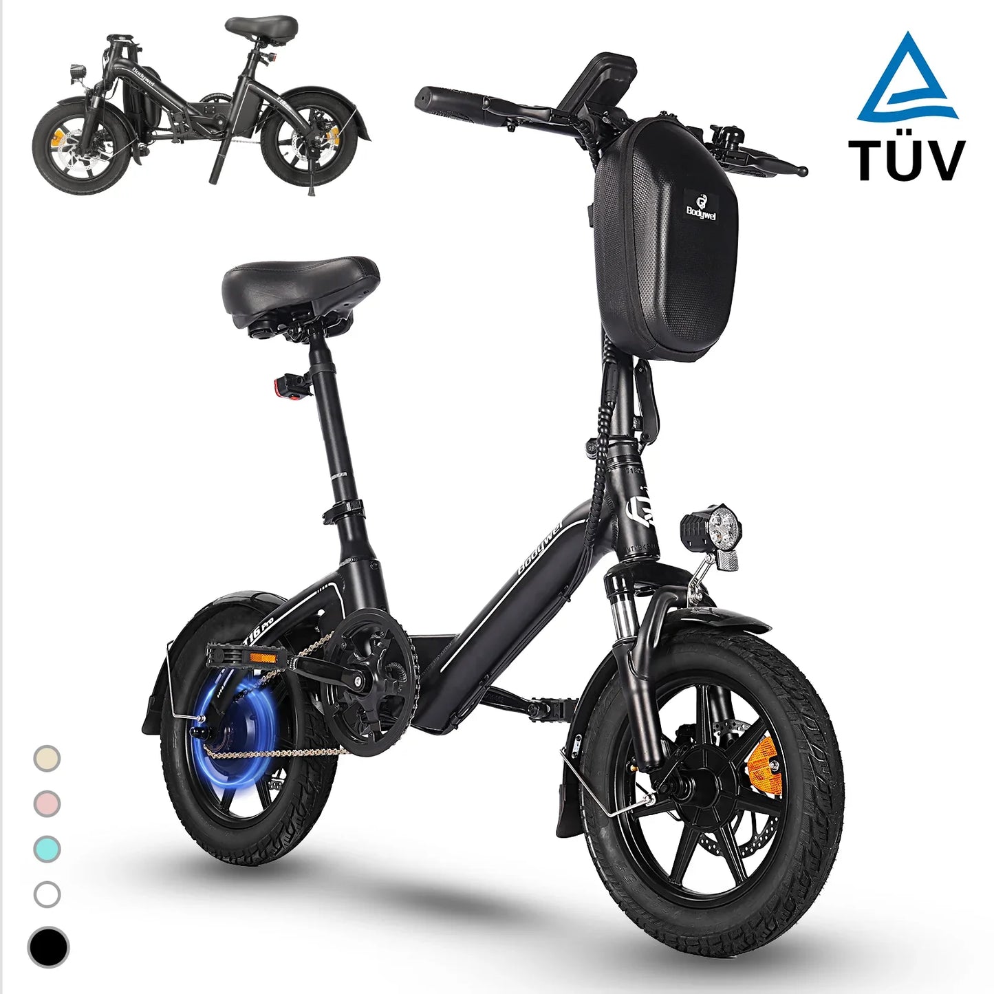 Bodywel T16Pro 250W 36V 10.4Ah Electric Folding Bike 14 Shock Absorber Double Disc Brakes LCD Urban Commute