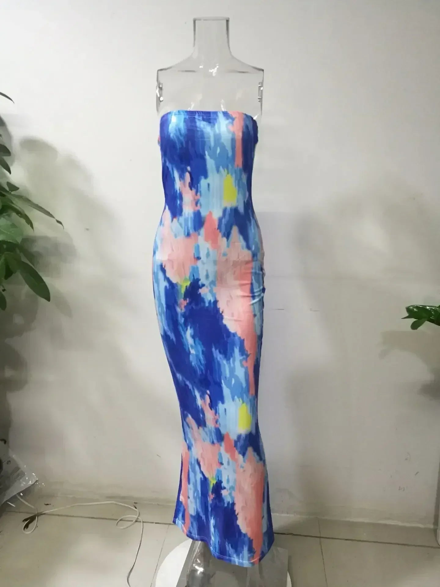 Spring And Summer Dresses For Women Chest Wrap Printed Off Shoulder Bandage Slim Sexy Long Dress 2023 New Fashion party MsChuh