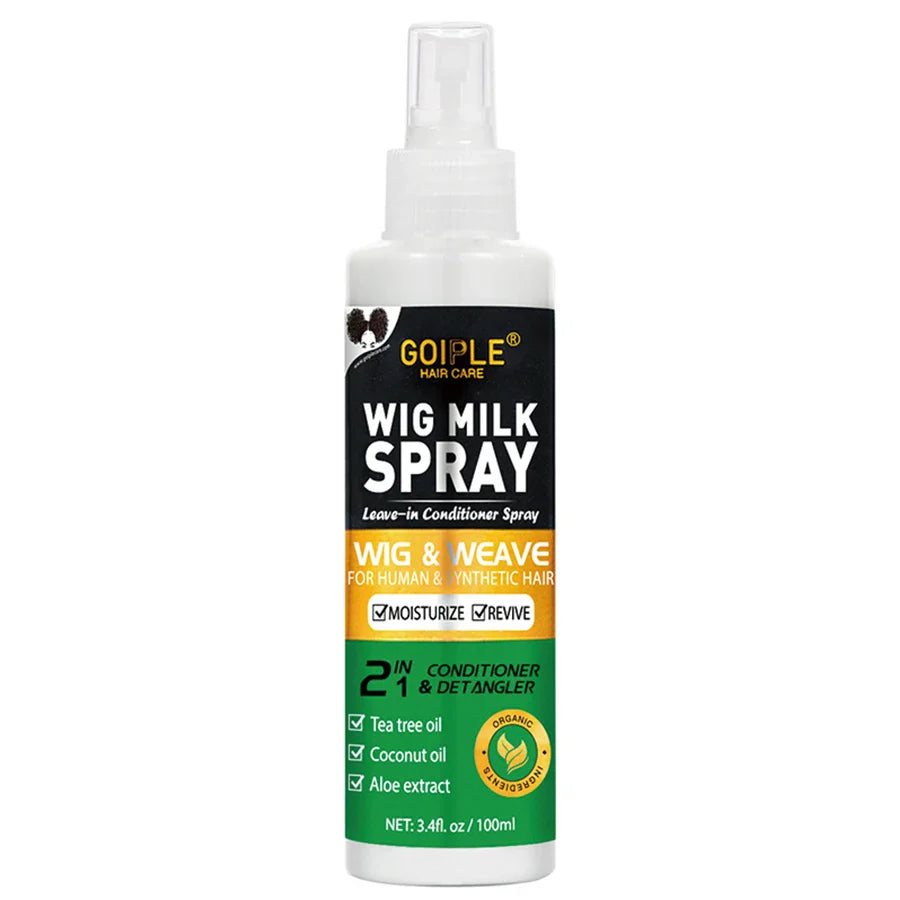 Spray de leche para pelucas de 100 ml, spray humectante para pelucas, cabello sintético, previene el encrespamiento, acondicionador sin enjuague para pelucas, suave y brillante