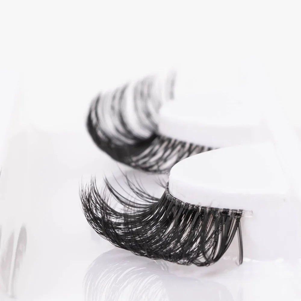 Yiernuo 1/5 Pairs Long Transparent Band Vegan Eyelash D Curl Russian Eyelashes Clear Band Lashes Invisible Band Lashes