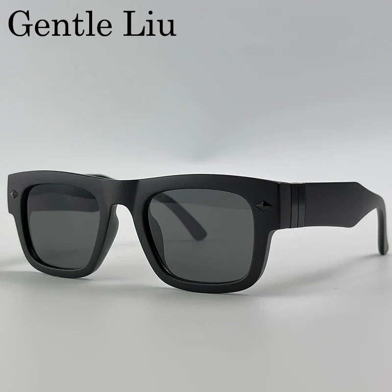 Retro Steampunk Square Photochromic Sunglasses Men Luxury Brand Design Oversized Thick Frame Rivet Sun Glasses For Male Eyewear