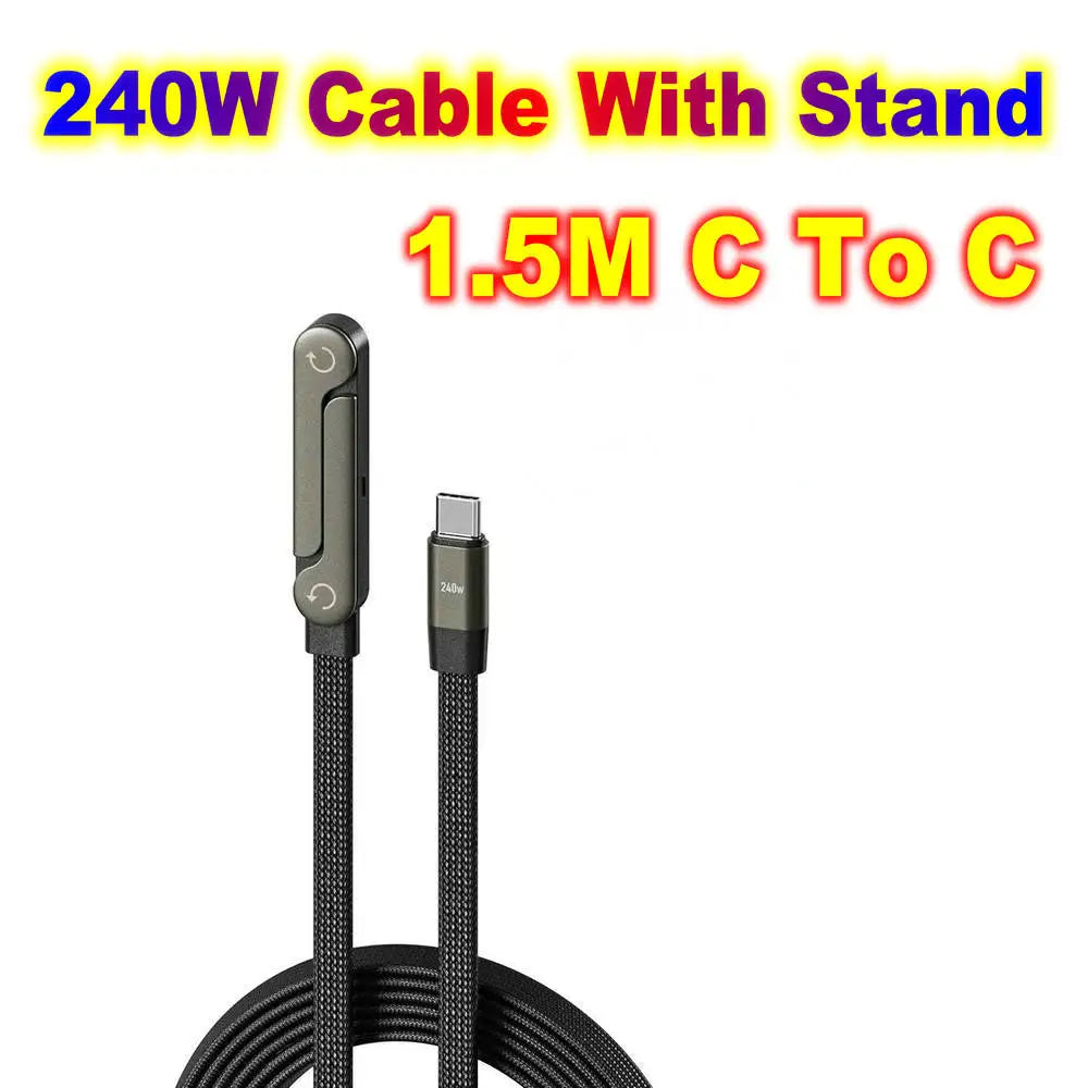 USB Type C Flat Phone Charger Fast Charging Cable C Kick Cable Stand Invisible Support Foldable Holder Charge Bracket For iPhone
