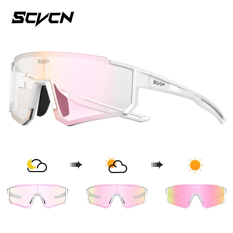 SCVCN Color Photochromic Cycling Glasses Men MTB Cycling Sunglasses Women Road Bike Glasses Outdoor Sports Bicycle Sunglasses