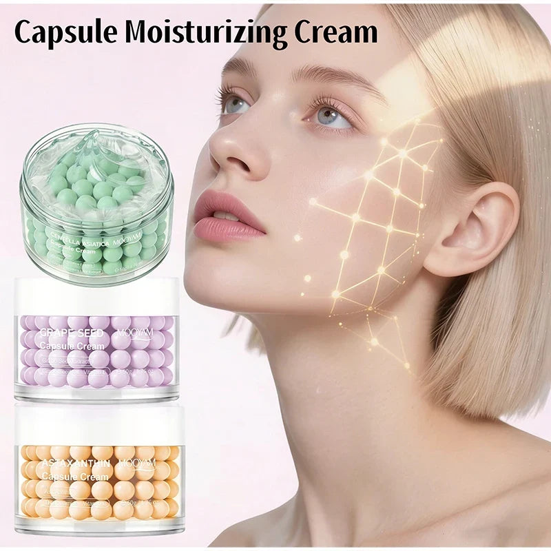 Korean Care Capsule Face Cream With Centella & Astaxanthin, Grape Seed Antioxidant Moisturizer, Soothing Barrier Care Skincare