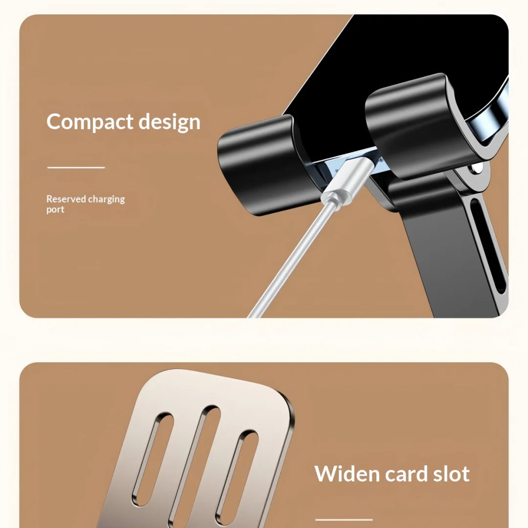 New model of portable, rotatable, foldable, all-metal tablet stand for tablets and phones under 9 inches, perfect for lazy users
