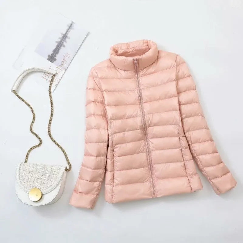 Light Down Coat Women Spring Jacket Fashion Short Ultra Lightweight Packable Puffer Coats Female Down Warm Slim Fit Parkas