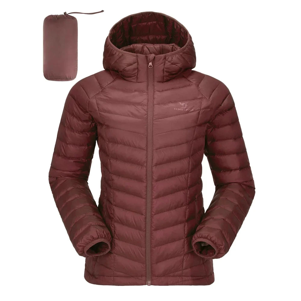 GOLDEN CAMEL Women's Down Jacket Hooded Winter Light Weight Short Puffer Coats Packable Warm Windproof Jacket for Women Clothes