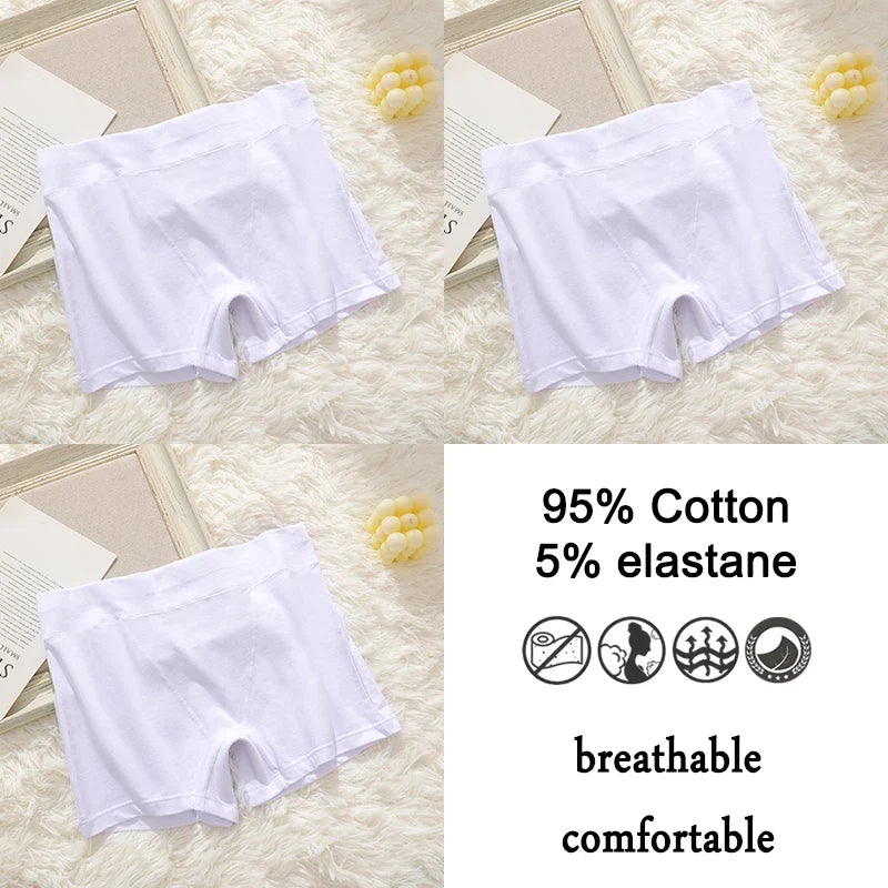 3Pcs Women Cotton Safety Short Seamless Boxer Briefs High Waist Soft Skin Friendly Ladies Anti-Ride Leggings Under Dress Panties