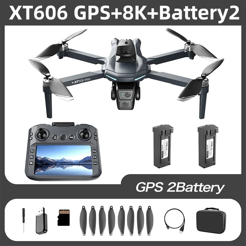Lenovo XT606 GPS Drone 4K Professional  8K HD Dual Camera Gimbal  360°Obstacle Avoidance Brushless RC Quadcopter Dron toys