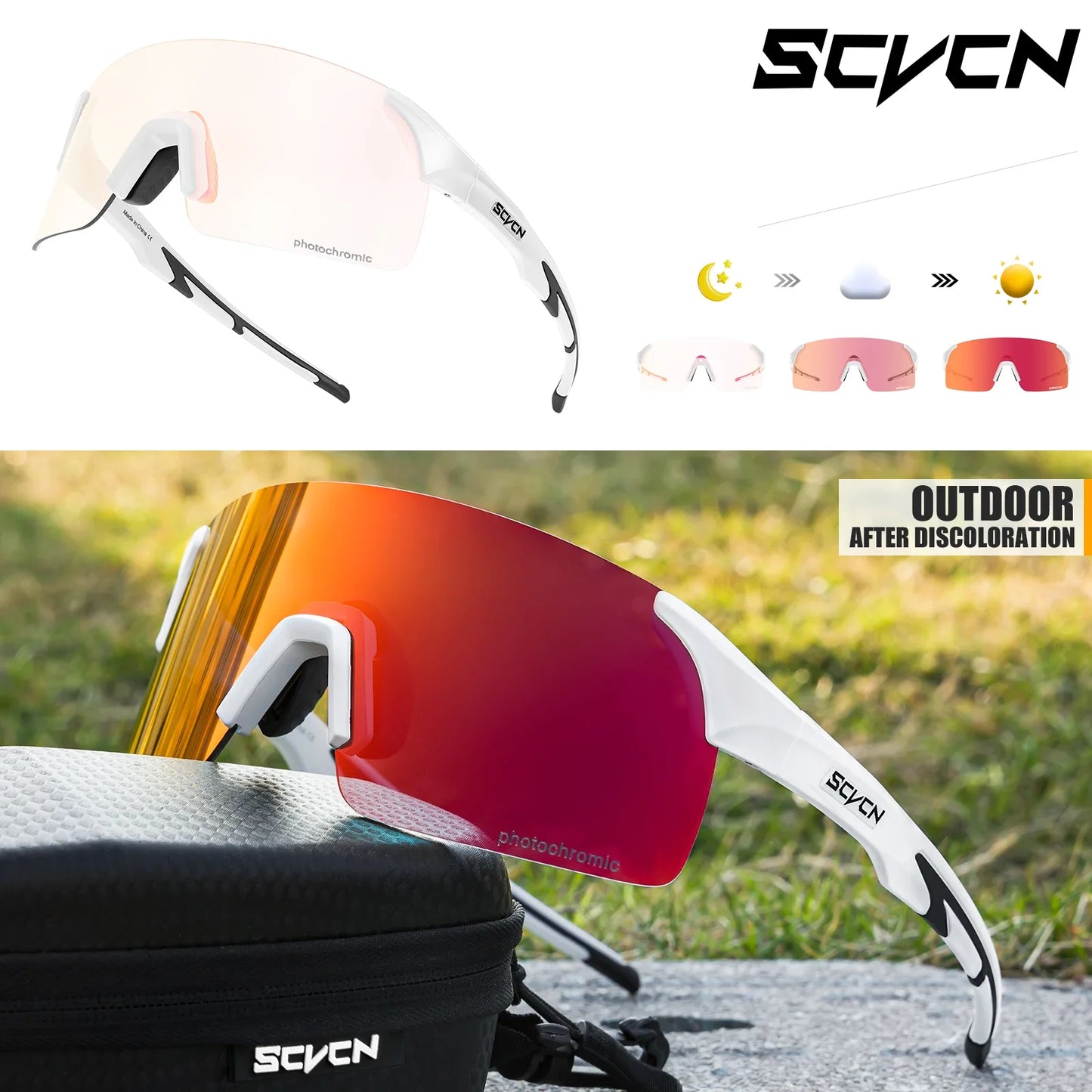 SCVCN New Photochromic Sunglasses Man MTB Climbing Glasses Outdoor Sports Bike Cycling Glasses Women Driving Bicycle Goggles