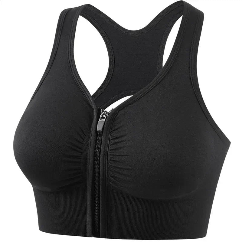Sujetador deportivo para mujer con cremallera frontal