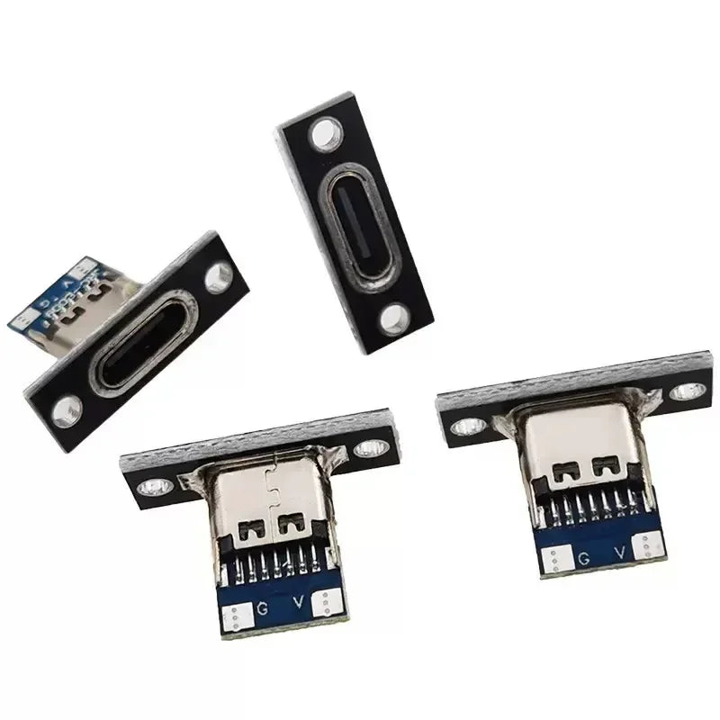 1-20Pcs USB Jack 3.1 Type-C 2Pin 4Pin Female Connector Jack Data Charging Port Small Electrical Charging Base with Fixing Plate
