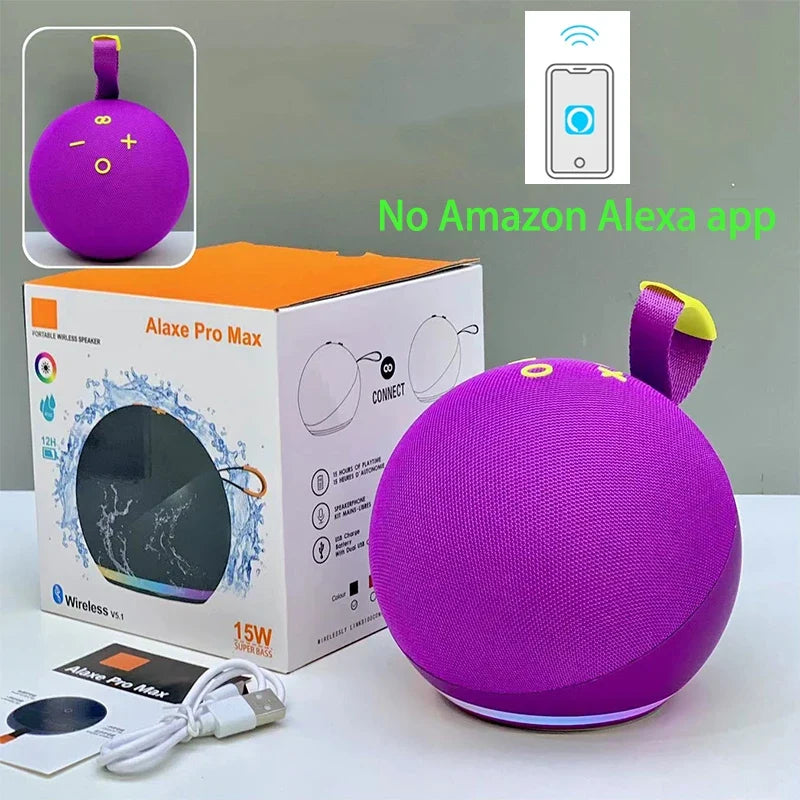 Bluetooth Speaker Subwoofe Portable Powerful Wireless Bass Alaxe Pro Max Music Outdoor Stereo Bluetooth Speaker LED