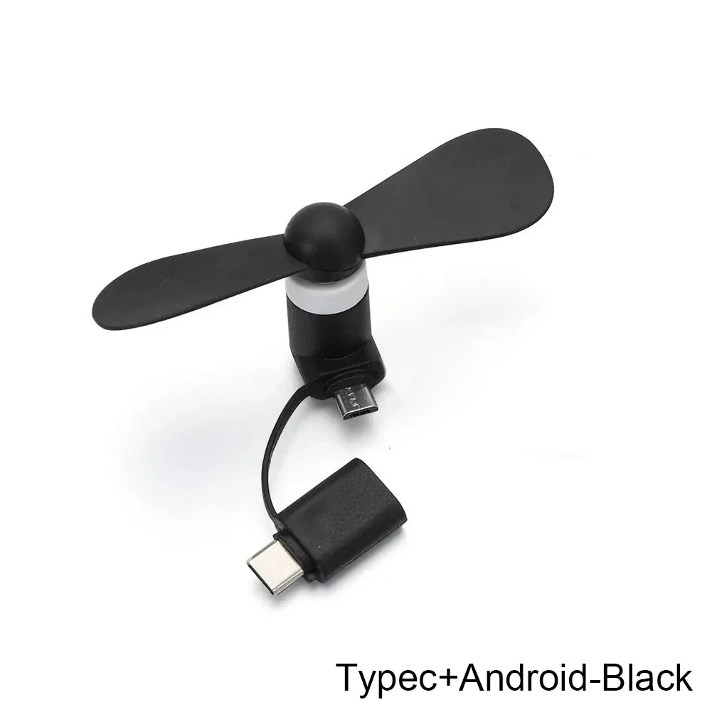 Mini USB Fan Flexible Cooling hand Fan portable Fans Summer Cool laptop Desktop Cell Phone Cooler 2 in 1 Micro USB Type-C plug