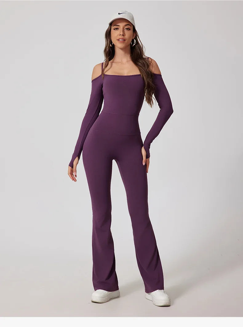 Mono de Yoga para Mujer, Peto Deportivo, Pantalones Acampanados