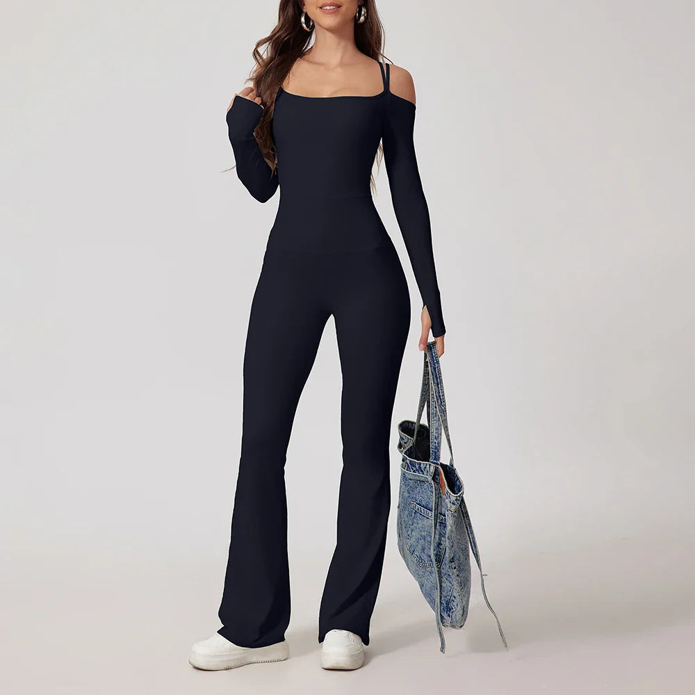 Mono de Yoga para Mujer, Peto Deportivo, Pantalones Acampanados
