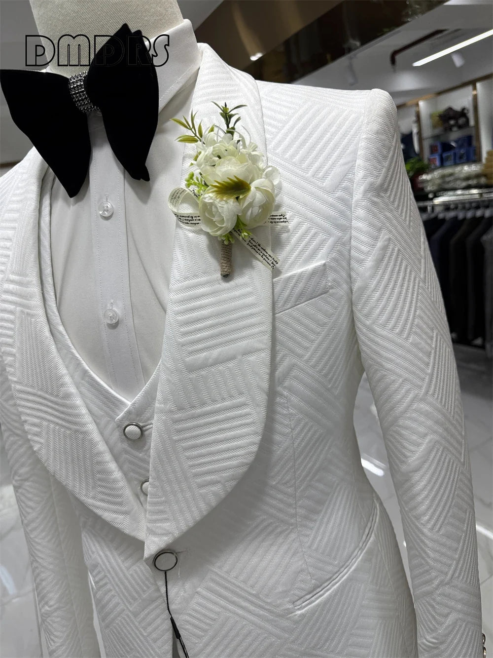 24H Ship Wedding Suit Set for Groom 3 Pieces Men's Fashion Suits One