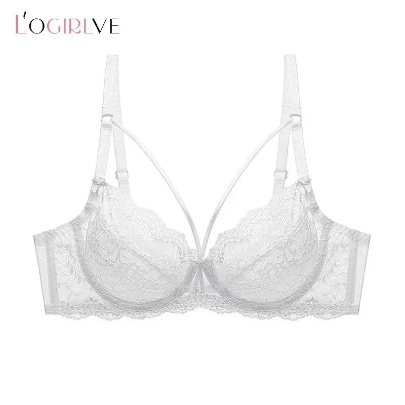 Logirlve Wholesale 3PCS Ropa Interior Sexy Mujer Sujetadores de Encaje Huecos Sujetador Ultrafino Lencería de Mujer Sujetador de Talla Grande