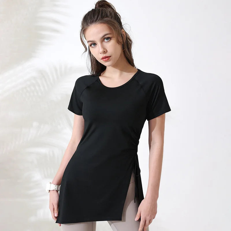 Top de yoga FlexFit para mujer con jaretas laterales