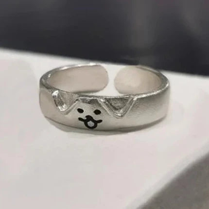 2pcs Kawaii Cat Dog Animal Couple Ring Fashion Size Adjust Lover Rings