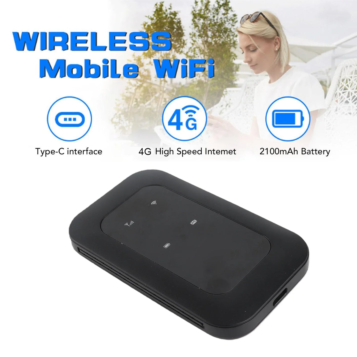 Mobile WiFi Router 2100mAh Battery Supports 10 Connected Devices 4G WiFi Hotspot 300Mbps High Speed Portable for Business