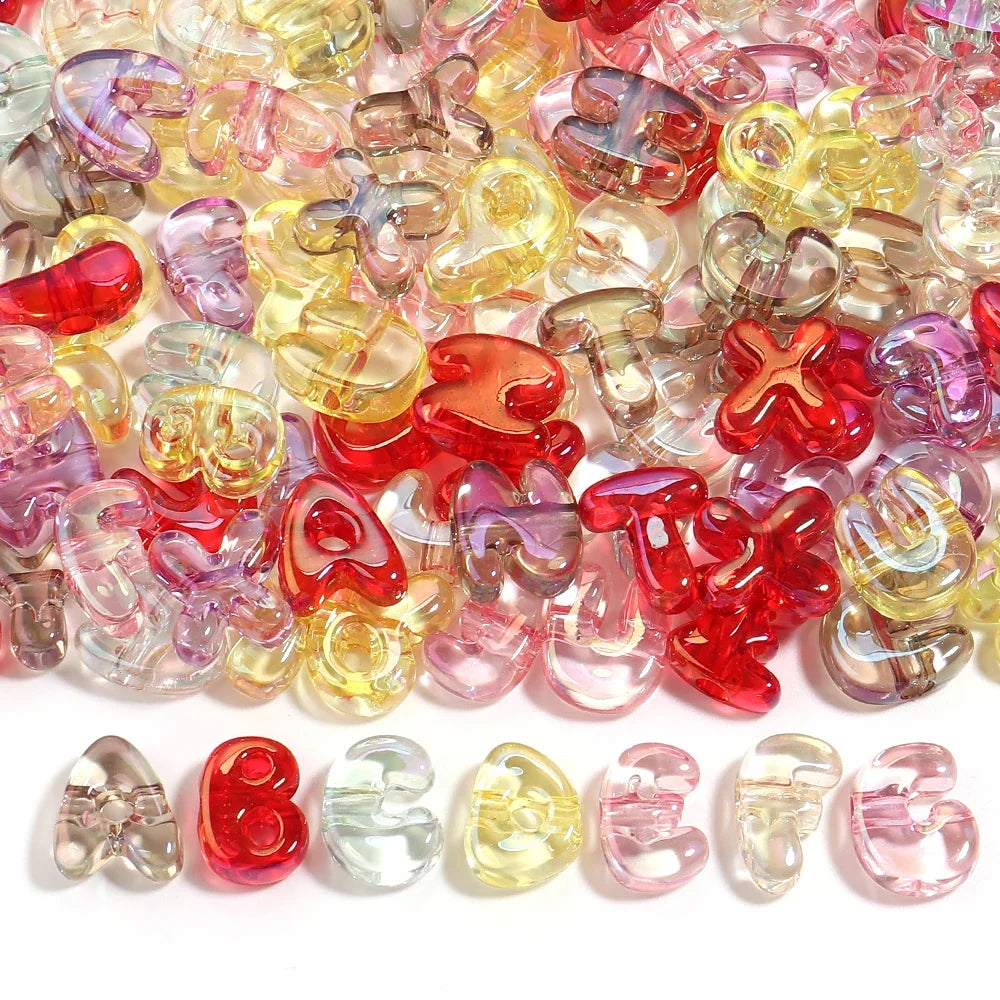 20-30pcs/lot Big Hole Cartoon English Letters Acrylic Beads Colored
