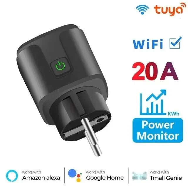 Smart Plug WiFi Socket EU 16A/20A With Power Monitor Timing Works with Tuya Smart Life App Voice Control