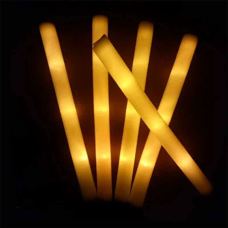 20/30/60Pcs LED Glow Sticks Bulk Colorful RGB Glow Foam Stick Cheer Tube Dark Light for Xmas Birthday Wedding Party Supplies