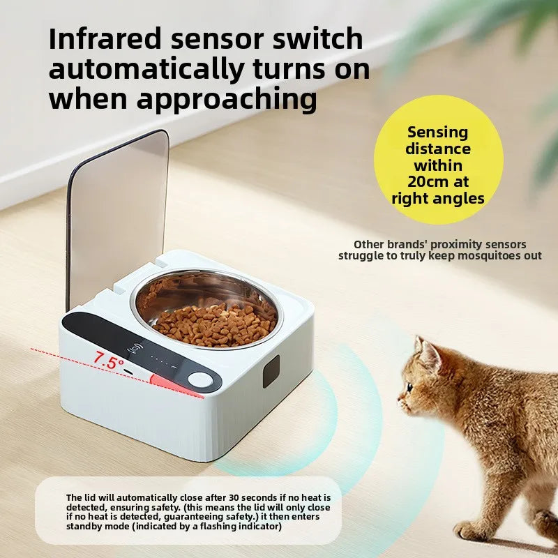 The latest smart cat bowl automatic induction opening lid ABS dustproof, insect-proof and moisture-proof pet products