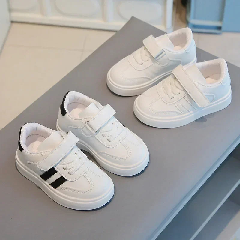 Kids Sports Shoes for School 2025 New Fashion Boys Girls White Shoes Non-slip Soft Sole Children Casual Shoes Hook&loop Trendy