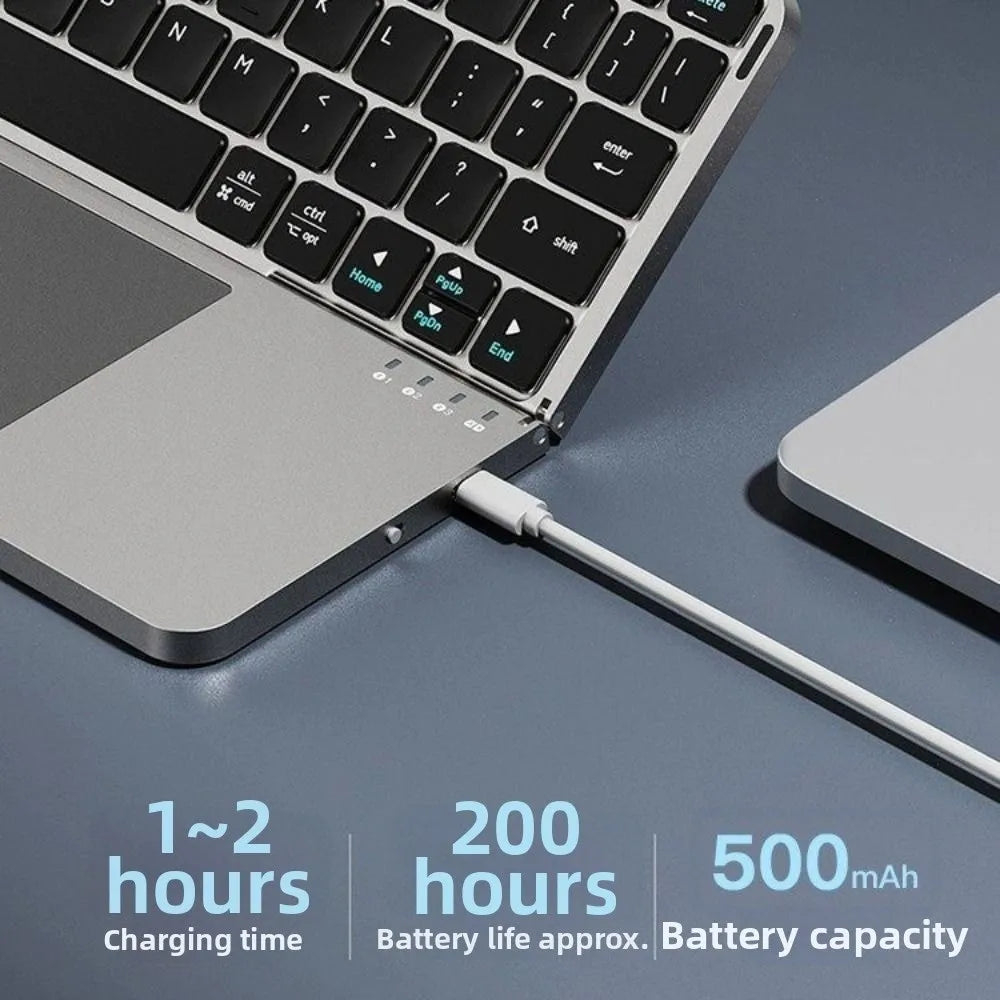 Bluetooth 5.3 Wireless Bluetooth Keyboard Portable Detachable Foldable Keyboard Universal with Touchpad Mini Foldable Keypad