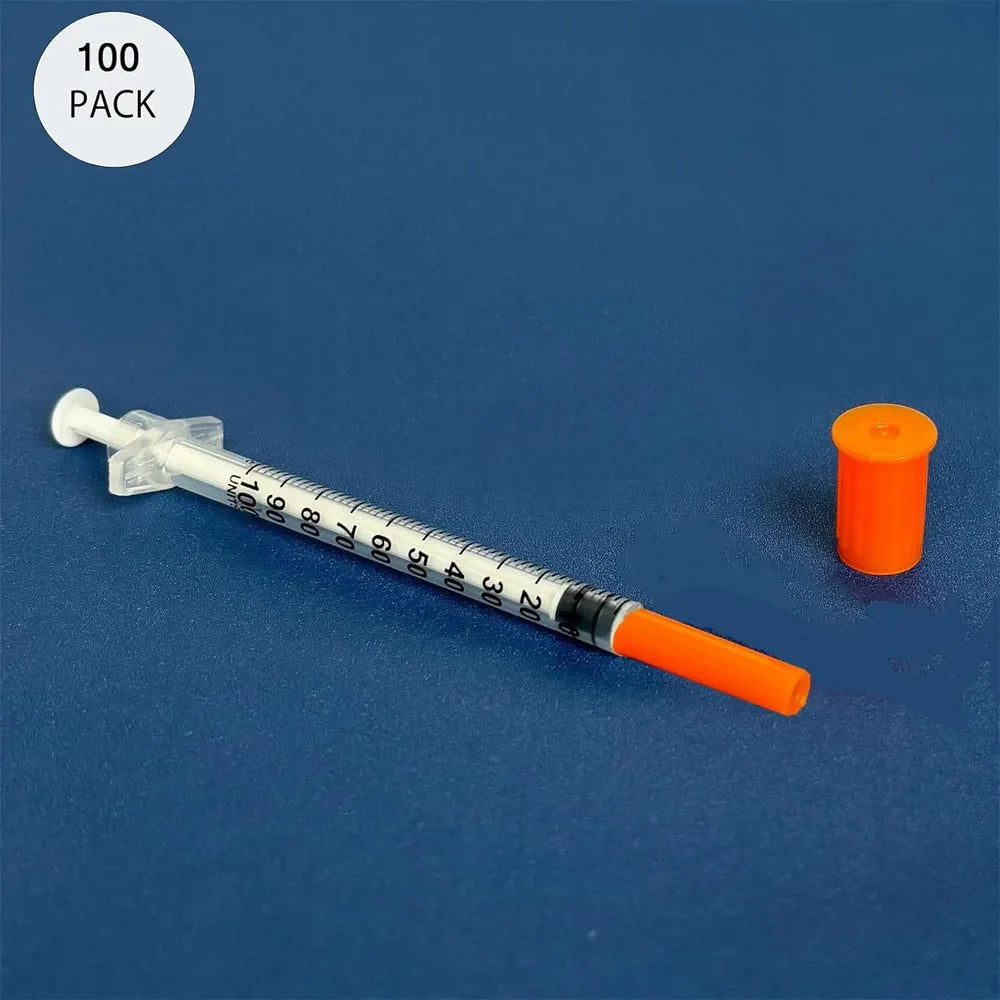 100pcs 1ml Sterile Insulin Syringe, Individually Wrapped Plastic