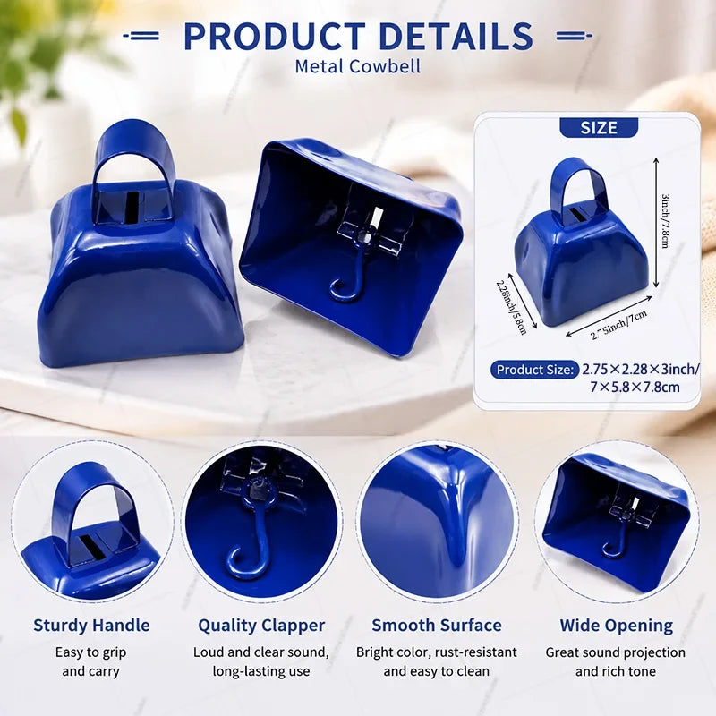 12-100 Pcs Metal Cowbells for Sporting Event 3 Inch Small Noise Makers