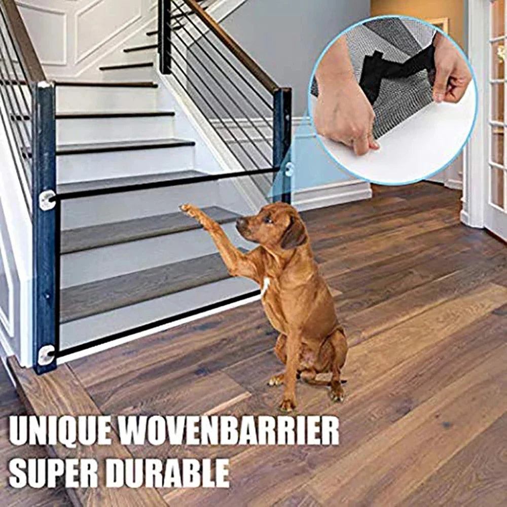 Pet Dog Barrier Fences Pet Isolated Network Folding Breathable Nylon Mesh Pet Isolated Network Stairs Gate Safety Fence 2 Sizes