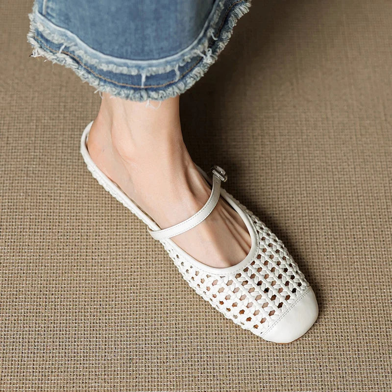 2025 New Summer Weave Slippers Cover Toe Sandals Mesh Mules Women Shoes increase height Heel Ladies Shoes Modern Slippers Sliver