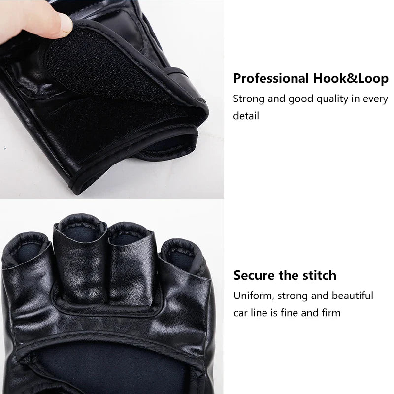 Professional Boxing Training Gloves Half Finger Leather Cushion