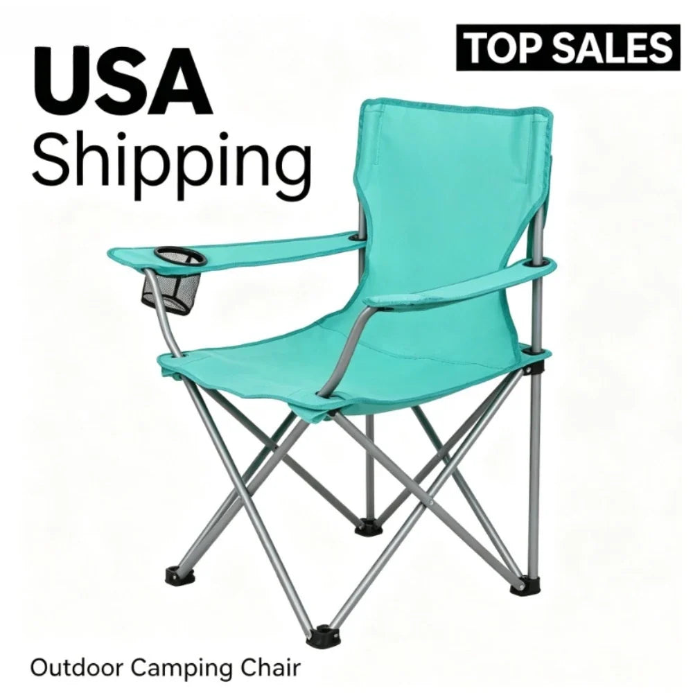 Quad Folding Camp Chair with Cup Holder, Green Sea