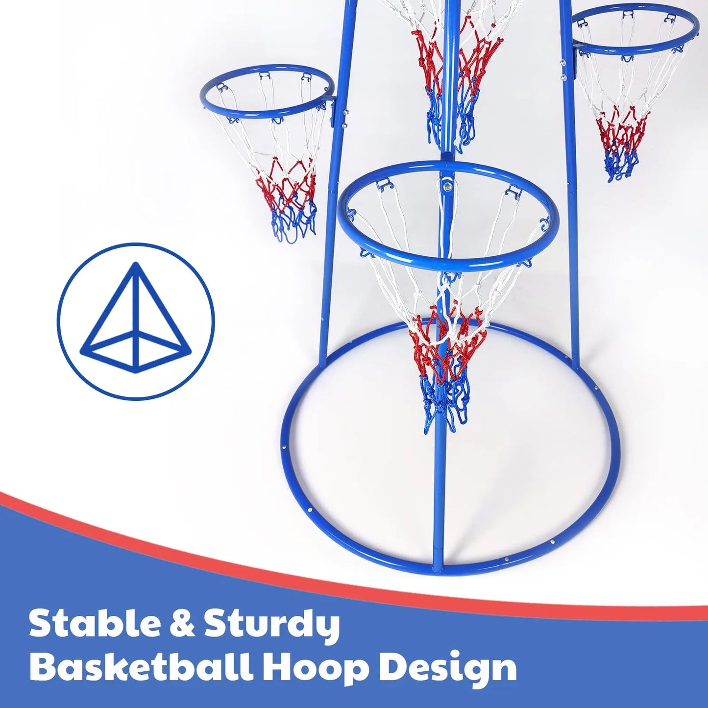 4 Hoop Toddler Basketball Set With 4 Balls & Pump, Multi Height Indoor Outdoor Basketball Goal Toy For Preschool Kids Ages 3+