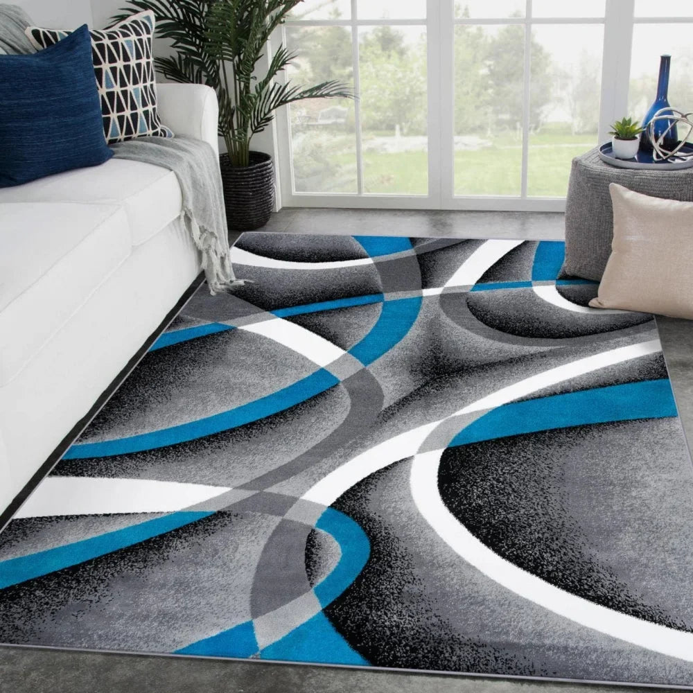 VIKAMA Modern Abstract Geometric Carpet Non-Slip and Easy to Clean Living Room Sofa Rug Office Bedroom Carpet Home Decoration