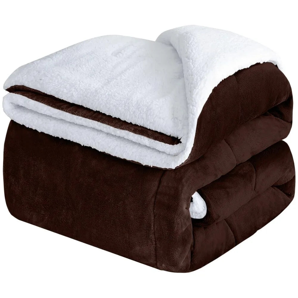 Fluffy Sherpa Fleece Blanket Throw Single Double King Cozy Warm Sofa Bed Throws