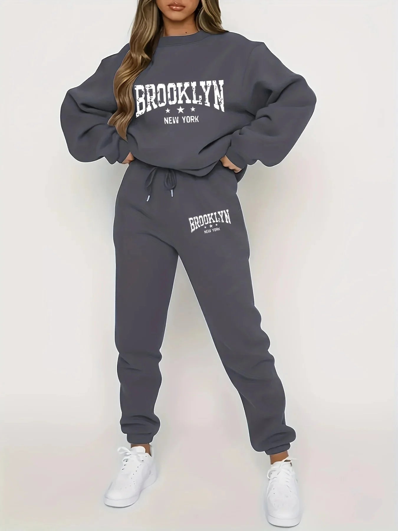 Conjunto de Sudadera con Capucha Afelpada y Pantalones para Mujer – Chándal de Invierno Acogedor