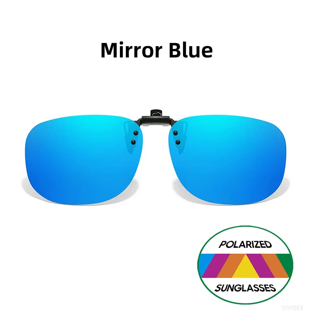 VIVIBEE Flip Up Clip On Sunglasses Polarized Men Square UV400 Photochromic Night Vision Women Classic Mirror Clips