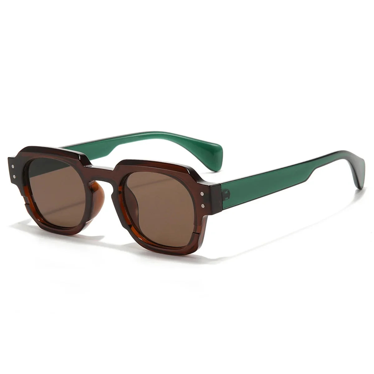 Ins Popular Trending Women Square Sunglasses Men Vintage Clear Lens Frame Rivets Punk Female Shades UV400 Male Sun Glasses