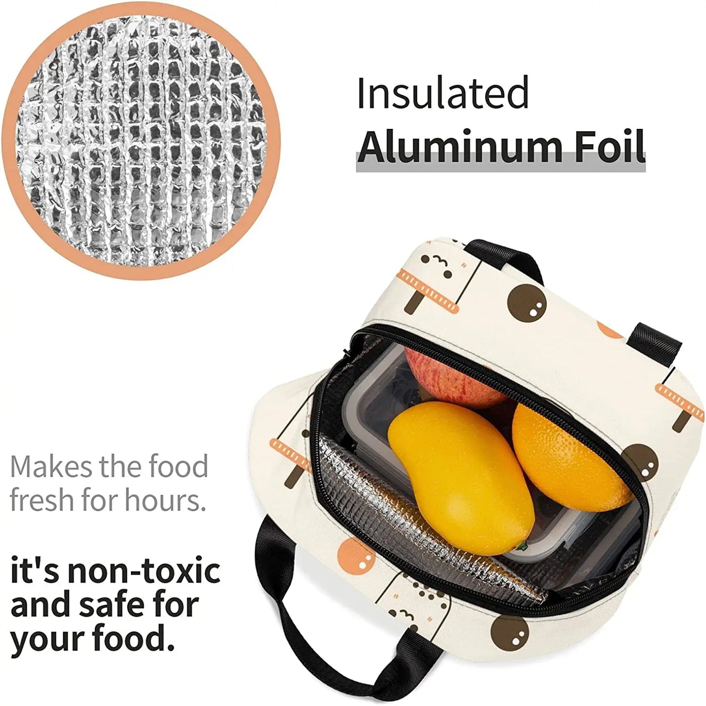 Bolsa Térmica para Almuerzo con Estampado de Boba Tea