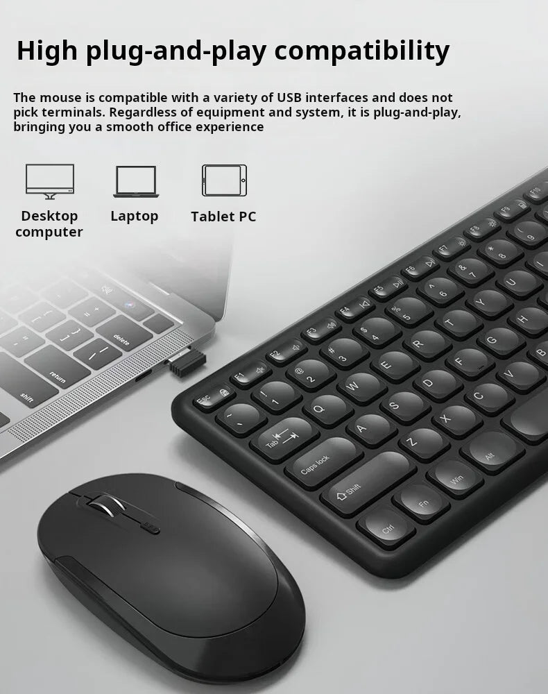 B.O.W HW256 Ultra-thin wireless keyboard and mouse set, 2.4G wireless set, 96 keys