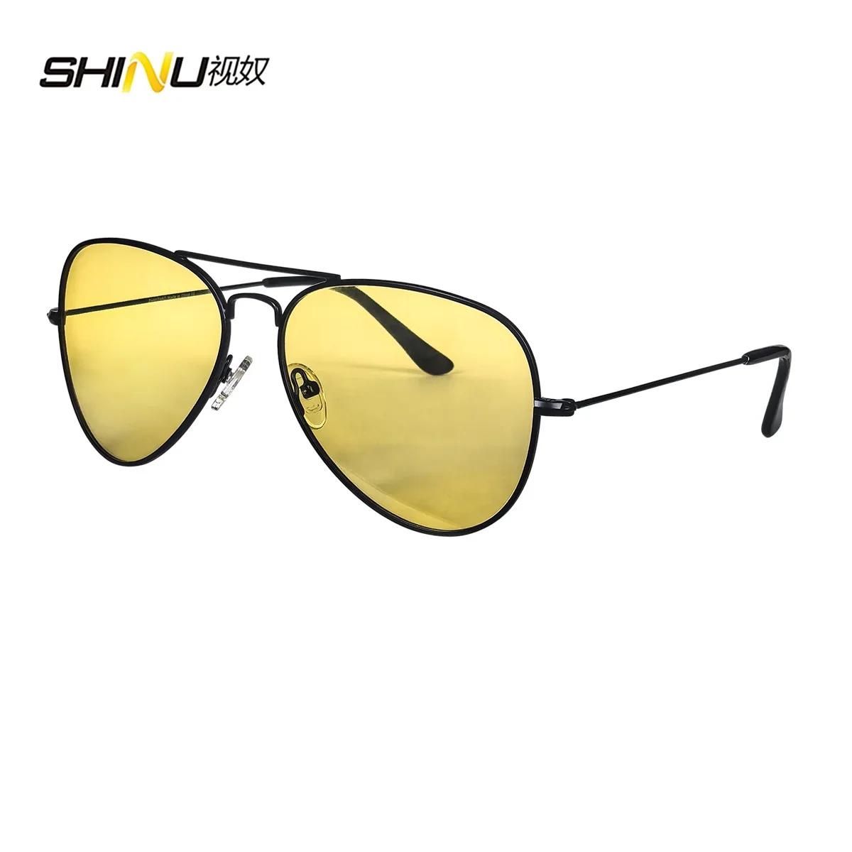 SHINU Anti Blue Light Lenses Glasses Men Orange Lens Glasses Blue Light Filter Better Sleep Rest Glasses Metal Frame Eyewear