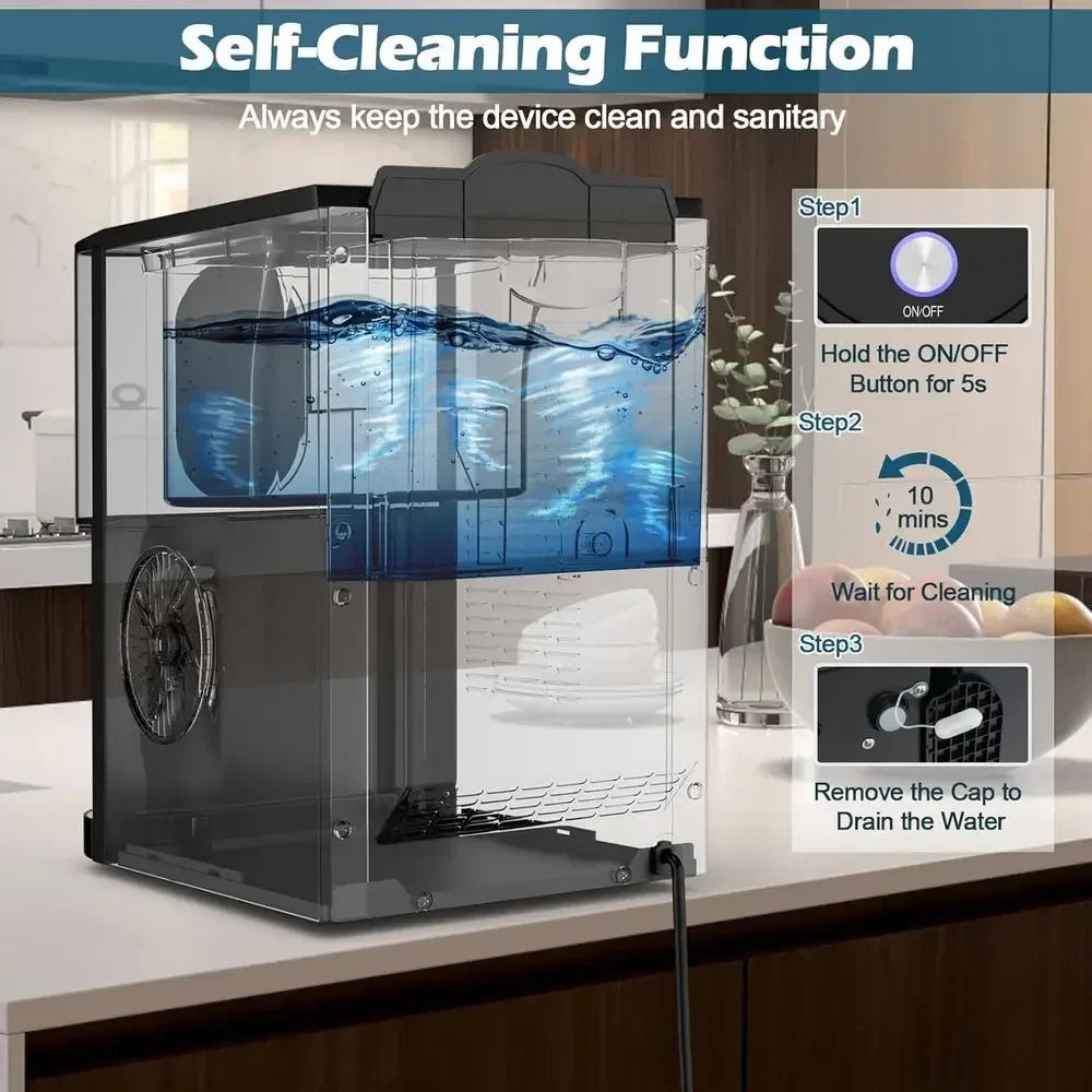 Countertop Ice Maker with Self-Cleaning, 56 lbs/Day, 0.63 Gal Tank for Home and Parties