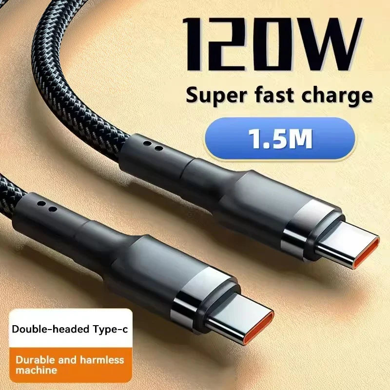 120W Fast Charge Cable PD Quick Charging High Quality USB C TO USB Type C Cable For iPhone Xiaomi 17 Plus Pro Max Samsung S24